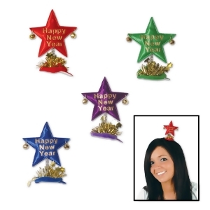 Club Pack of 12 Multi-Colored Happy New Year Star Hair Clip Party Favor Costume Accessories - All