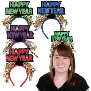 Club Pack of 12 Glittered Happy New Years Assorted Decorative Headbands - All
