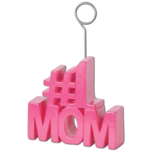 Pack of 6 Pink #1 Mom Photo or Balloon Holder Party Decorations 6oz - All
