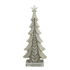 17.5 Vintage Inspired Distressed Cream and Taupe Christmas Tree Table Top Decoration - All