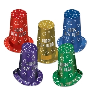 Pack of 10 Assorted Color Star Happy New Year Decorative Hi-Hats - All