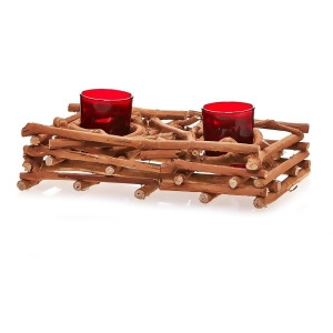 Pack of 2 Country Rustic Natural Brown Wood Branch Christmas Double Candle Holders 10 - All