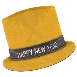 Club Pack of 12 Yellow Glitz 'N Sparkle Happy New Year Decorative Party Top Hat - All