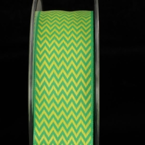 Woven Green and Yellow Chevron Wired Craft Ribbon 1.5 x 27 Yards - All