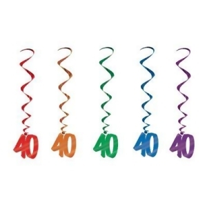 Pack of 30 Assorted Color 40th Birthday Metallic Spiral Hanging Party Decoration Whirls 36 - All