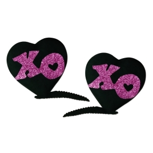 Club Pack of 24 Black and Pink Xoxo Hair Clip Bachelorette Party Favor Costume Accessories - All