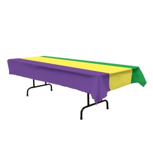 Club Pack of 12 Mardi Gras Purple Green and Yellow Tablecovers 54 x 108 - All