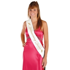 Pack of 6 Homecoming Queen Decorative Gold and White Satin Sashes 33 - All
