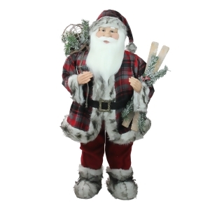 3' Alpine Chic Standing Santa Claus with Frosted Pine Snowshoes and Skis Christmas Figure - All