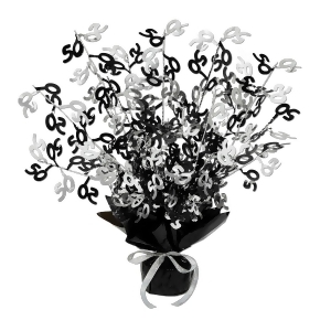 Club Pack of 12 ''50'' Black and Silver Gleam 'N Burst Centerpieces 15'' - All