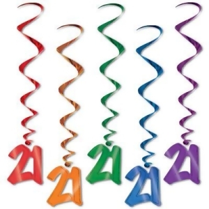 Pack of 30 Assorted Color 21st Birthday Metallic Spiral Hanging Party Decoration Whirls 36 - All