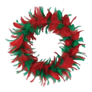 Pack of 6 Red and Green Christmas Decorative Party Feather Wreath 12 - All