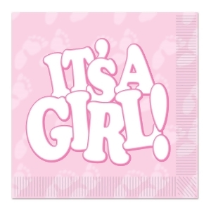 Club Pack of 192 Pink and White It's A Girl Disposable 2-Ply Luncheon Party Napkins - All