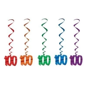 Pack of 30 Assorted Color 100th Birthday Metallic Spiral Hanging Party Decoration Whirls 36 - All