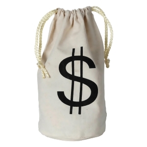 Club Pack of 12 White Canvas Money Bag and Black Dollar Sign with Drawstring 8.5 - All