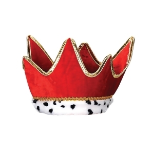 Club Pack of 6 Red Plush Royal Medieval King Adjustable Crown Party Hats - All