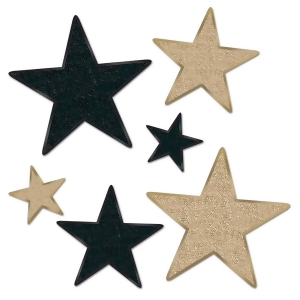72-Piece Black and Gold Glittered Foil Star Cutouts Party Decorations 5 - All