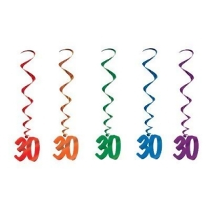 Pack of 30 Assorted Color 30th Birthday Metallic Spiral Hanging Party Decoration Whirls 36 - All