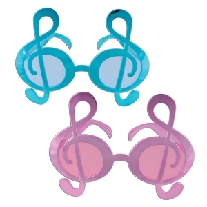 Pack of 6 Pink and Turquoise G Clef Fanci-Frame Eyeglass Party Favor Costume Accessories - All