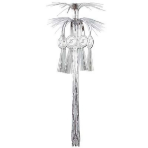 Pack of 12 25th Wedding Anniversary Silver Metallic Cascade Hanging Column Party Decorations 3' - All