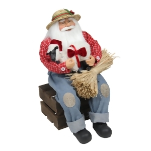 15 Country Heritage Santa Claus Holding Hampshire Sheep Christmas Decoration - All