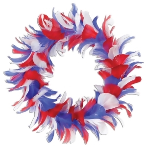Pack of 6 Red White and Blue Patriotic Decorative Party Feather Wreath 8 - All