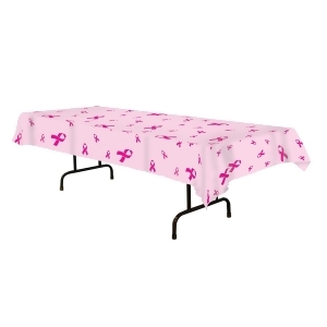 Club Pack of 12 Pink Ribbon Rectangle Tablecovers 54'' x 108'' - All
