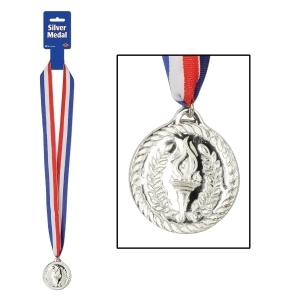 Club Pack of 12 Red White and Blue Ribbon Necklace with Silver Medal 30 - All