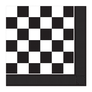 Club Pack of 192 Black and White Checkered 2-PlyDisposable Party Luncheon Napkins - All