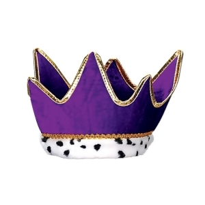 Club Pack of 6 Purple Plush Royal Medieval King Adjustable Crown Party Hats - All