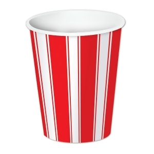 Club Pack of 96 Red White Stripes Hot and Cold Beverage Cups 9oz. - All