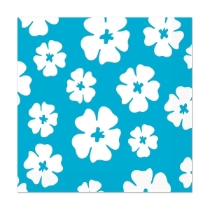 Club Pack of 192 Blue with White Hibiscus Disposable 2-Ply Party Luncheon Napkins - All