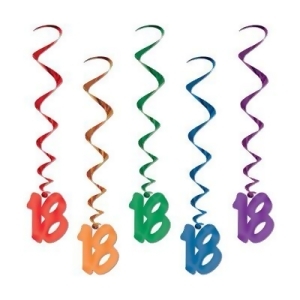 Pack of 30 Assorted Color 18th Birthday Metallic Spiral Hanging Party Decoration Whirls 36 - All