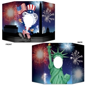 Pack of 6 Double-Sided Patriotic Themed Uncle Sam and Lady Liberty Photo Prop Decorations 37 x 25 - All