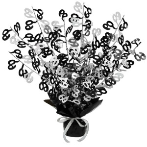 Club Pack of 12 ''60'' Black and Silver Gleam 'N Burst Centerpieces 15'' - All