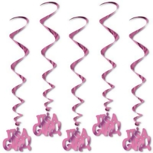 Pack of 30 Pink It's a Girl Metallic Spiral Hanging New Baby Shower Party Decoration Whirls 36 - All