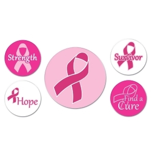 Club Pack of 60 Breast Cancer Awareness Pink Ribbon Button Party Favors - All