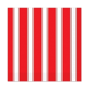 Club Pack of 192 Red White Stripes Party Disposable 2-Ply Luncheon Napkins - All