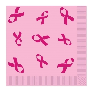 Club Pack of 192 Pink Ribbon 2-Ply Disposable Luncheon Napkins - All