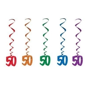 Pack of 30 Assorted Color 50th Birthday Metallic Spiral Hanging Party Decoration Whirls 36 - All