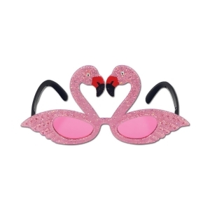 Pack of 6 Pink Luau Glittered Flamingo Fanci-Frame Eyeglass Party Favor Costume Accessories - All