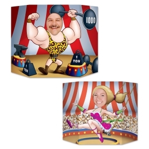 Pack of 6 Double-Sided Circus Trapeze Artist and Body Builder Photo Prop Decorations 37 x 25 - All