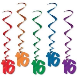 Pack of 30 Assorted Color 16th Birthday Metallic Spiral Hanging Party Decoration Whirls 36 - All