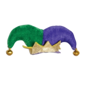 Club Pack of 12 Purple Green and Gold Jester Hat Hair Clip Party Favor Cosutme Accessories - All