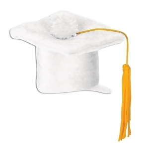 Club Pack of 12 White Plush Grad Cap Hair Clip Party Favor Costume Accessories - All