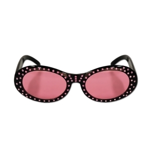 Pack of 6 Pink and Black Jeweled Diva Fanci-Frame Eyeglass Party Favor Costume Accessories - All
