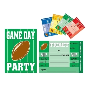 Club Pack of 96 Green and White Game Day Football Party Invitations 5.5 - All