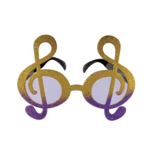 Pack of 6 Glittering Gold and Purple G Clef Fanci-Frame Eyeglass Party Favor Costume Accessories - All
