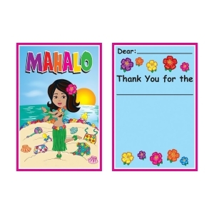 Club Pack of 96 Multi Colored Hula Baby Thank You Notes 5.5 - All
