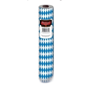 100'' Blue and White Harlequin Oktoberfest Disposable Plastic Banquet Party Table Roll - All